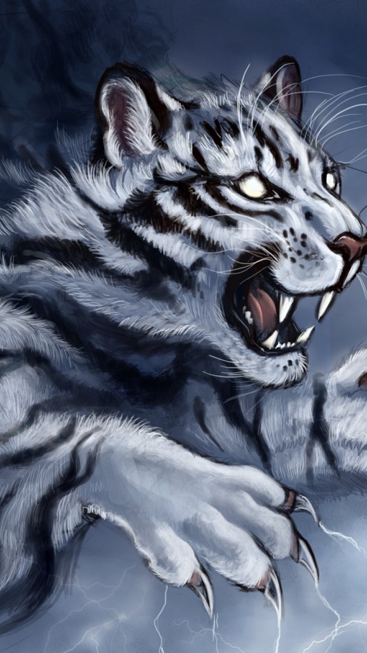Animated tiger HD Wallpaper iPhone 6 / 6S - HD Wallpaper 