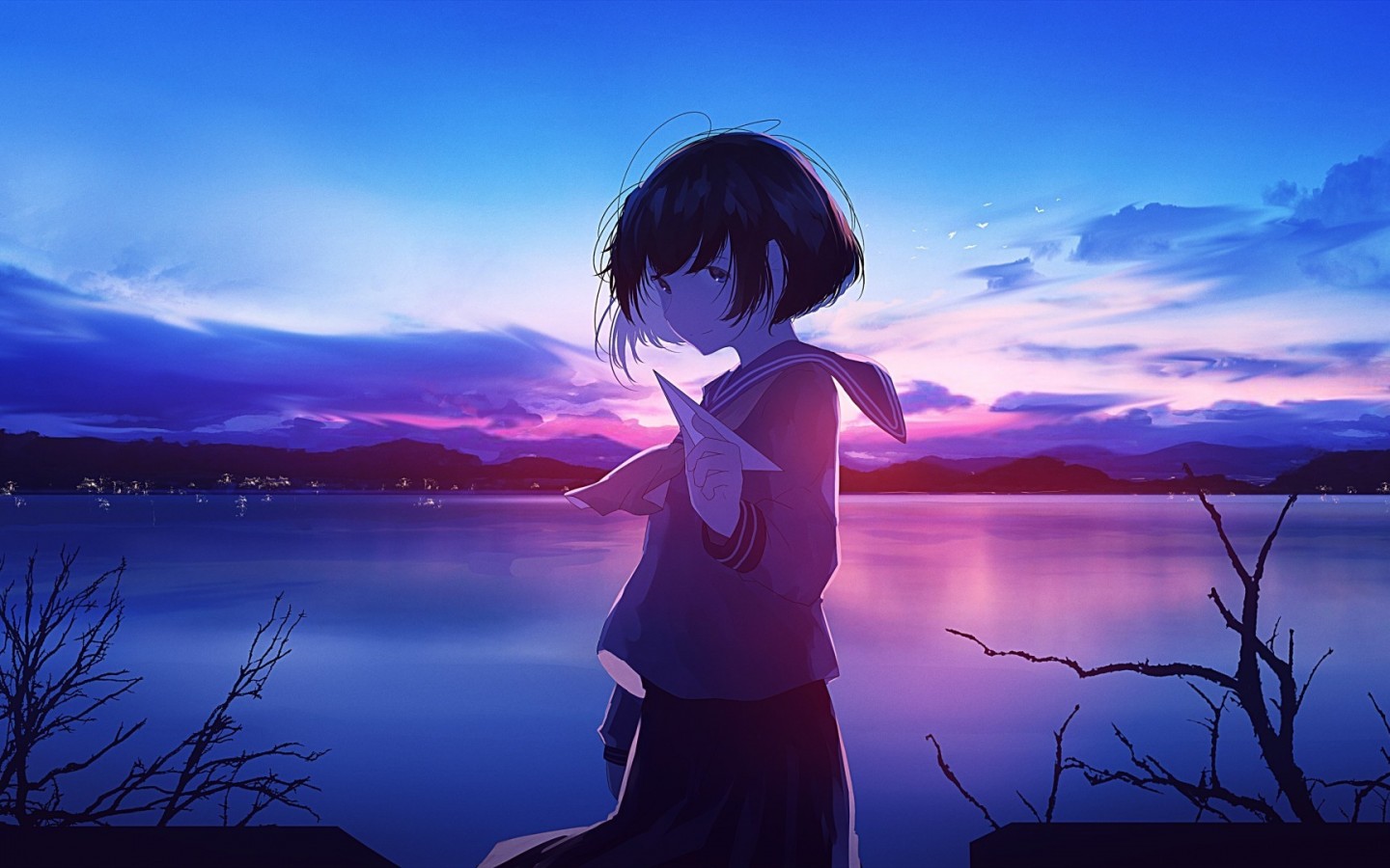 Anime school girl HD Wallpaper 1440x900 - HD Wallpaper 