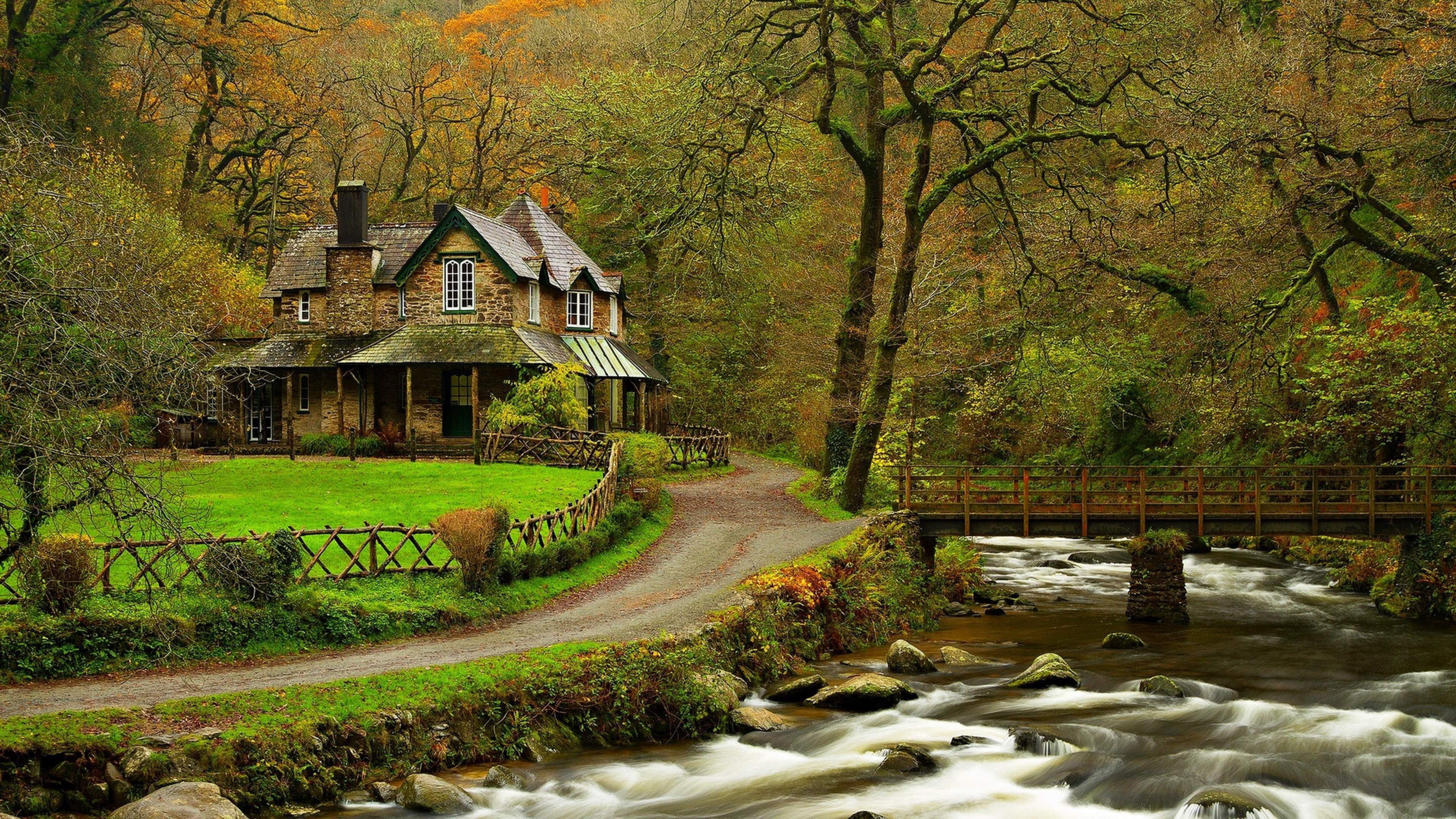Beautiful house next to the river HD Wallpaper 4K Ultra HD - HD Wallpaper -  
