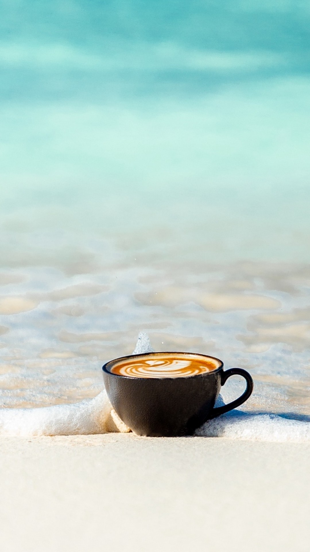 Cup of coffee at the coast HD Wallpaper iPhone 6 / 6S Plus - HD Wallpaper -  