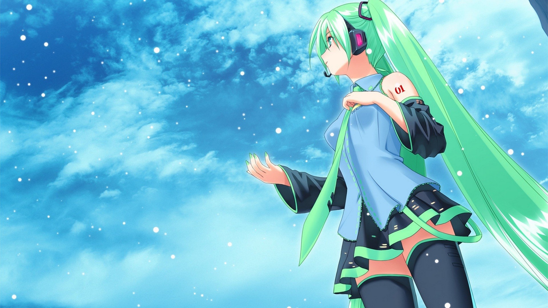 Cute Anime Girl With Green Hair Wallpaper For Desktop And Mobiles