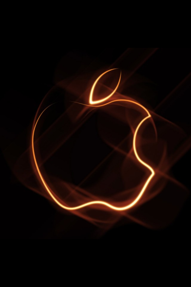 Orange Outline Apple Logo Wallpaper for Desktop and Mobiles iPhone 4 / 4S /  iPod - HD Wallpaper 