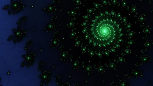 3D Green Spiral Galaxy Wallpaper for Desktop and Mobile