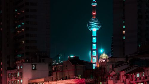 Amazing tower at night HD Wallpaper