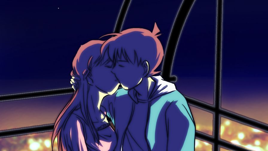 Anime cartoon couple kiss each other HD Wallpaper - Wallpapers.net