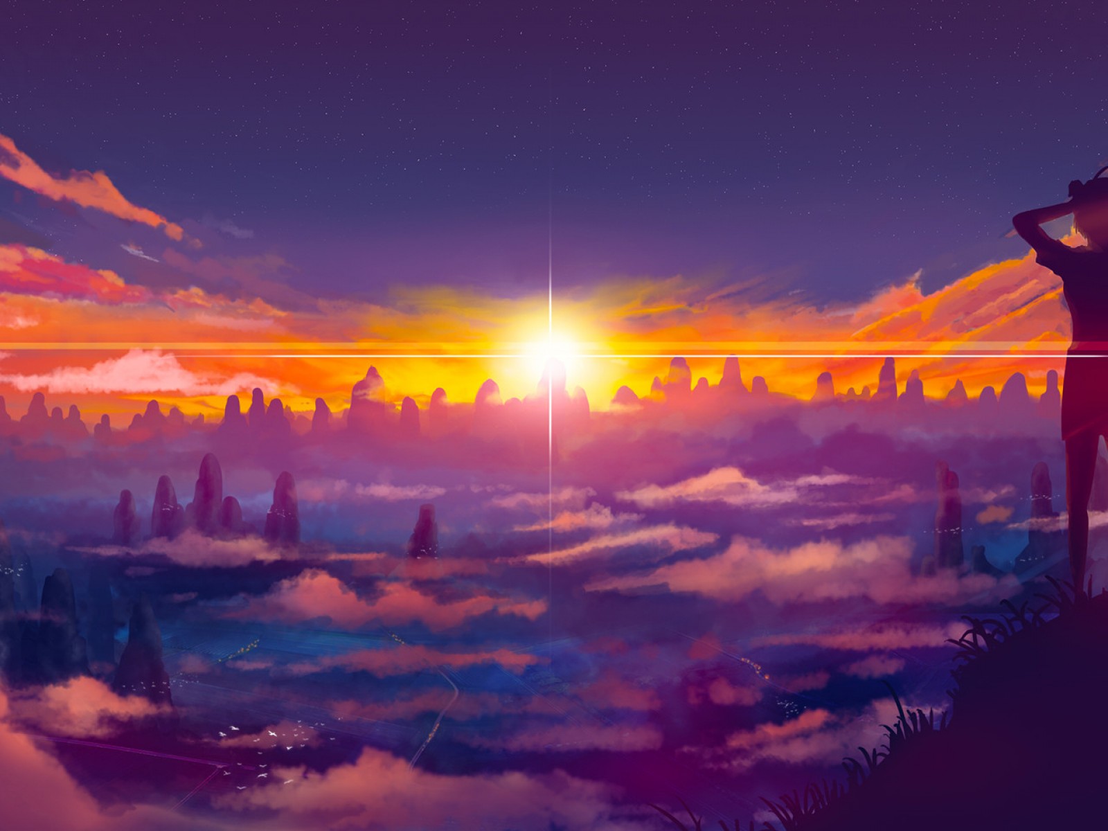 Anime Sunset HD Wallpaper 1600x1200 - HD Wallpaper ...