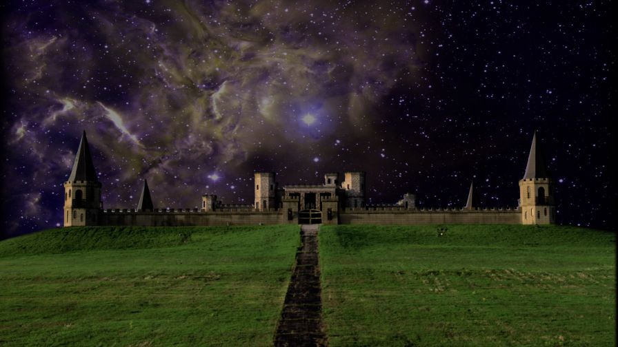 Castle in the Night Sky HD Wallpaper
