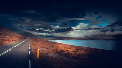 Cloudy day on the road HD Wallpaper