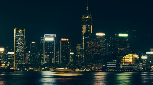 Hong Kong city lights HD Wallpaper