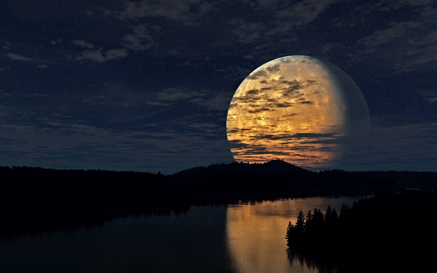 Moon reflection at river HD Wallpaper