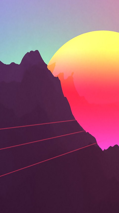 Neon Sunset Mountains