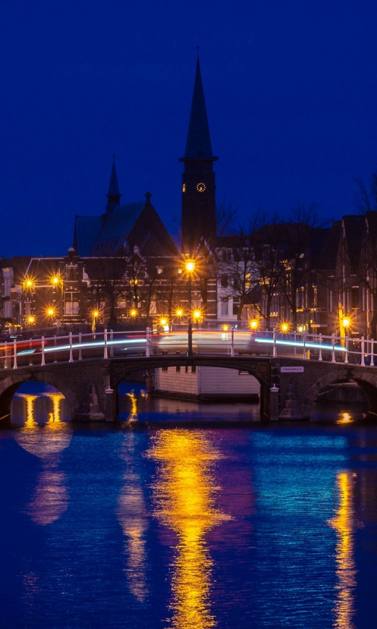 Netherlands bridge at niight HD Wallpaper