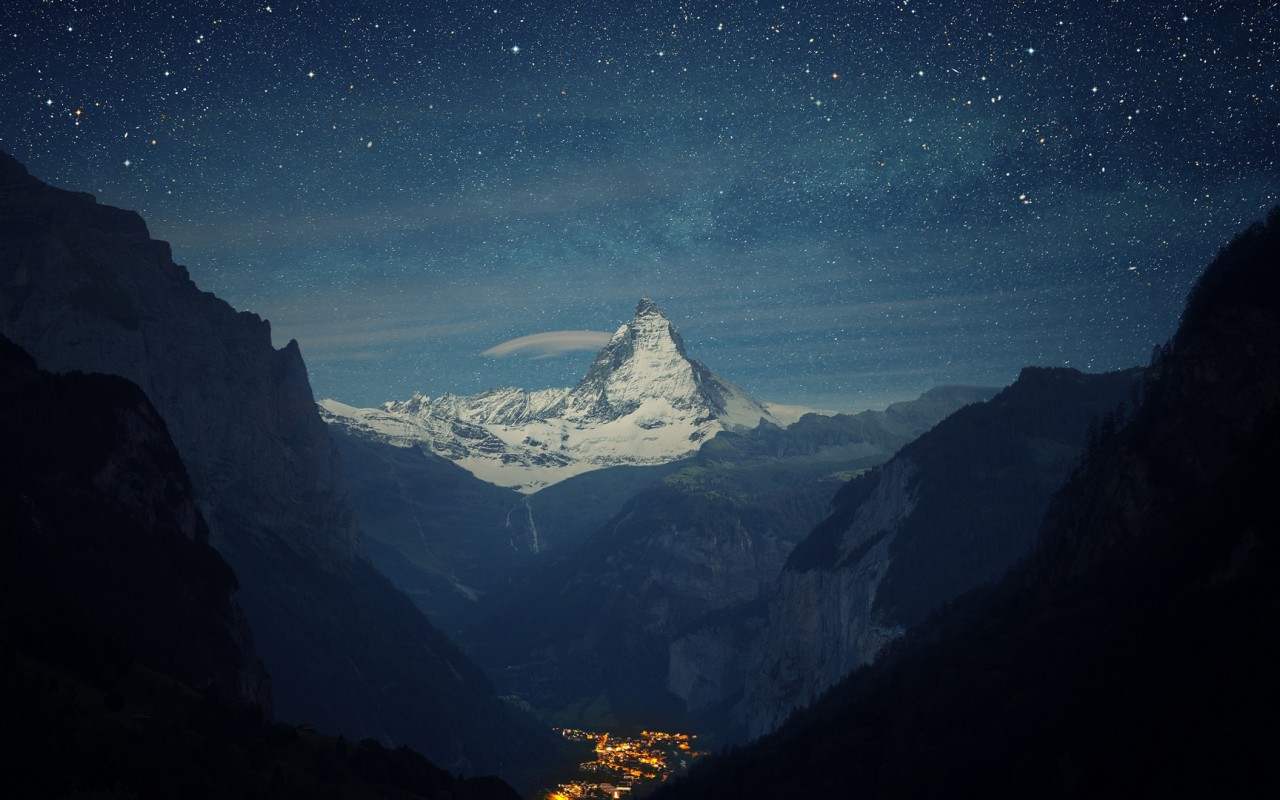 Night at Alps mountains HD Wallpaper