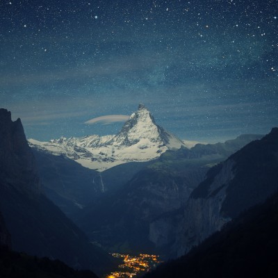 Night at Alps mountains HD Wallpaper