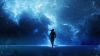 Silhouette running at space HD Wallpaper