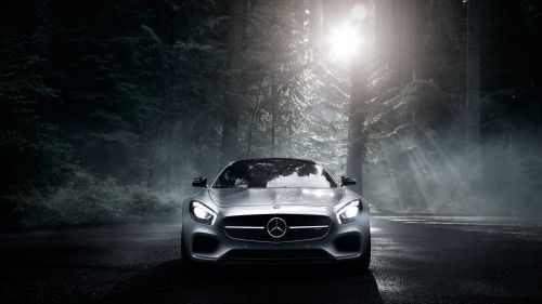 Silver Mercedes AMG front view HD Wallpaper
