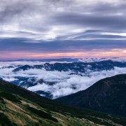 Sunset over the top of the mountains HD Wallpaper