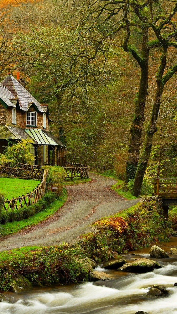 Beautiful house next to the river HD Wallpaper iPhone 6 / 6S - HD Wallpaper  