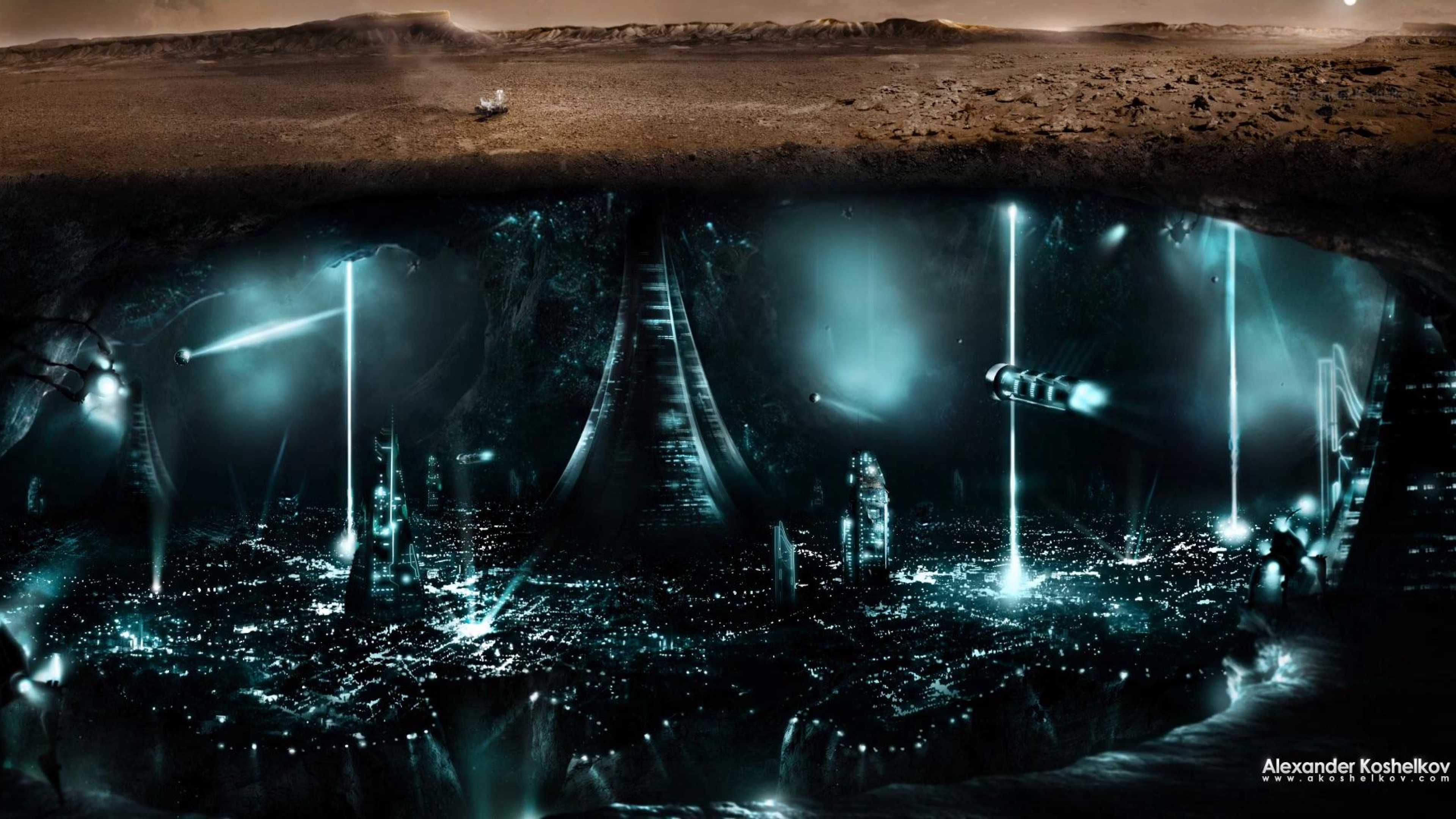 Город поды. Город под землей. Фантастические подземные города. Подземный город будущего. Инопланетные цивилизации.