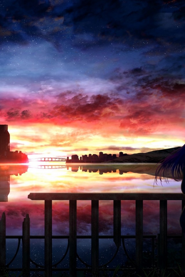 Anime girl watches the stars HD Wallpaper