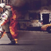 Astronaut on Fire Wallpaper for Desktop and Mobiles