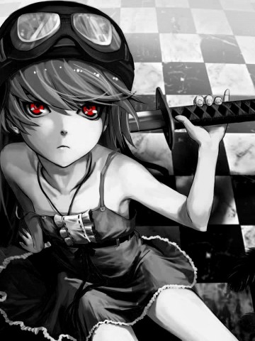 Black And White Anime Girl With Sword Wallpaper for Desktop and Mobiles
