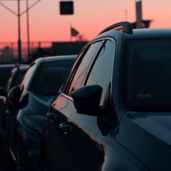 Car traffic during the sunset HD Wallpaper