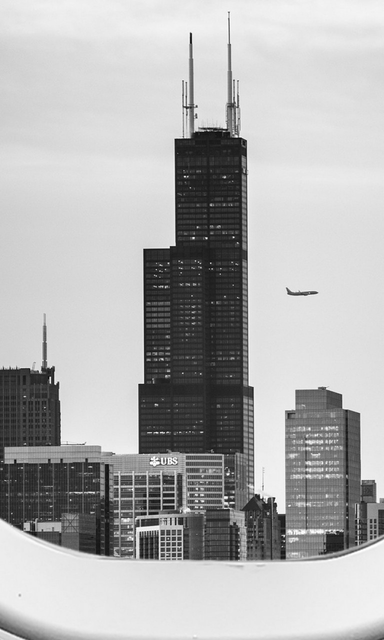 City buildings from inside a plane HD Wallpaper
