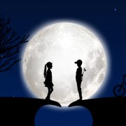 Couple in the light of the moon HD Wallpaper