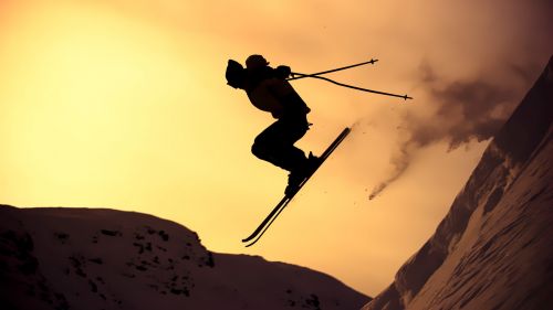 Free Download Sunset Skiing Hd Wallpaper for Desktop and Mobiles