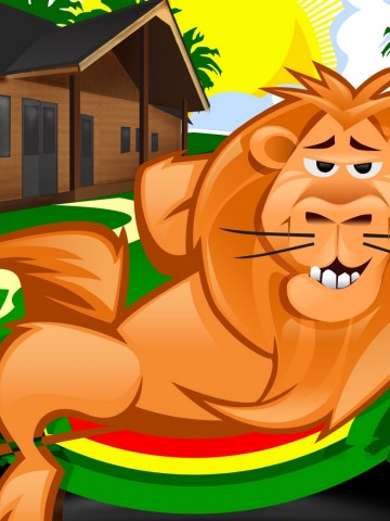 Funny lion animation HD Wallpaper