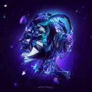 Geometric image of face with headphones HD Wallpaper
