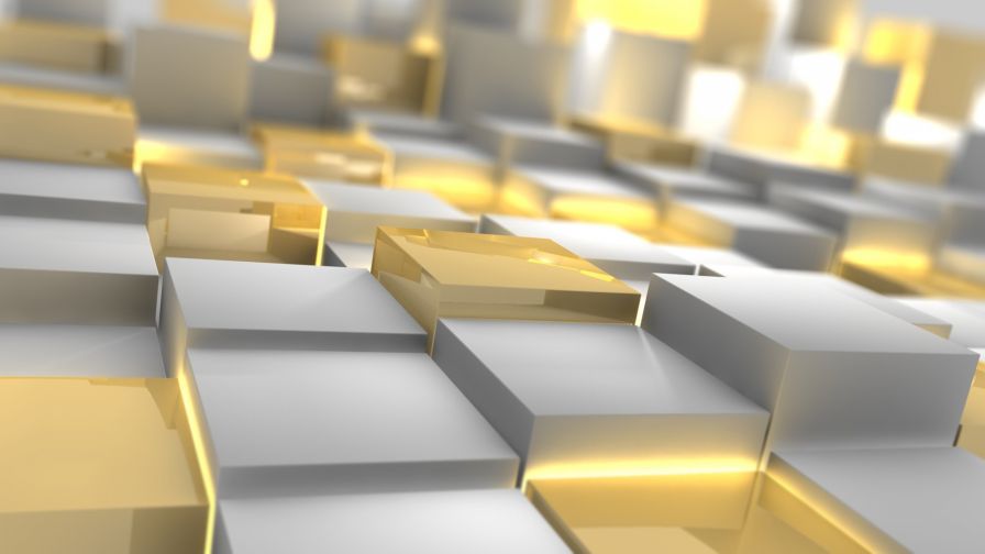 Gold and silver cubes HD Wallpaper