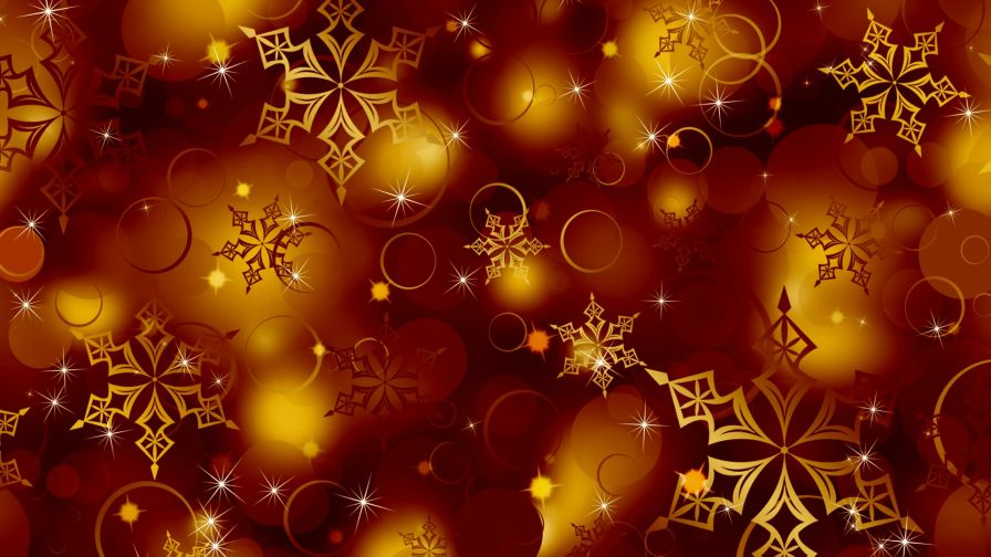 Golden Snowflakes HD Wallpaper