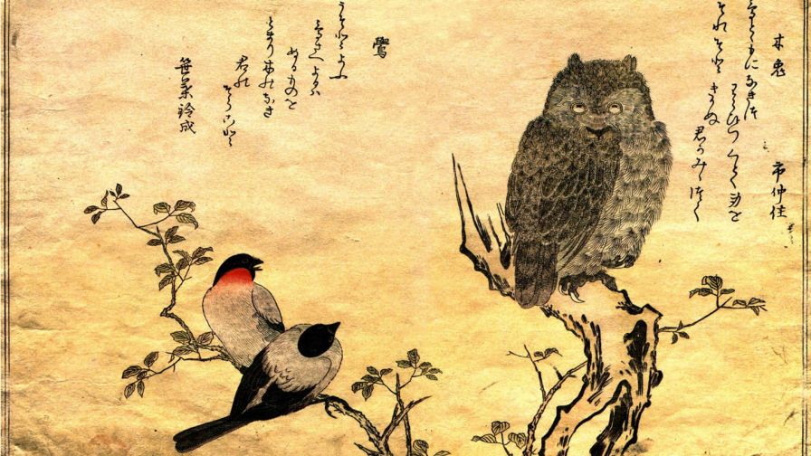 Hokusai Bird And Flowers HD Wallpaper