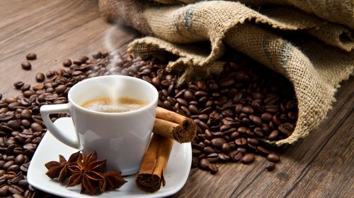 Hot coffee with cinnamon HD Wallpaper