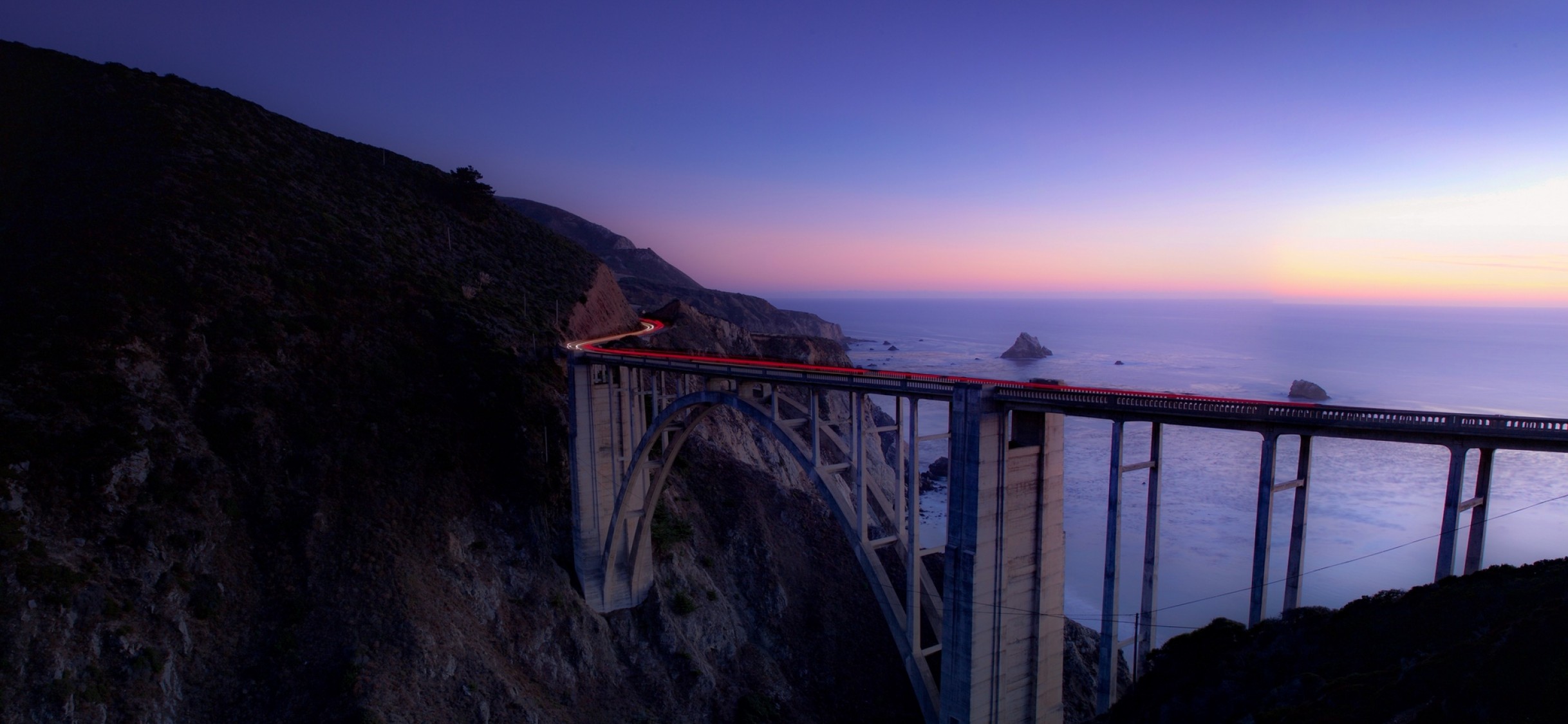 Long bridge on a cliff HD Wallpaper
