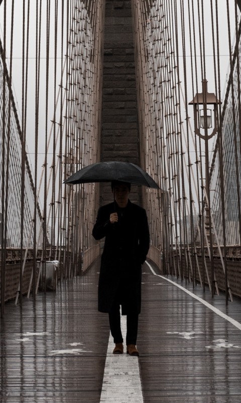 Man walking on the bridge HD Wallpaper