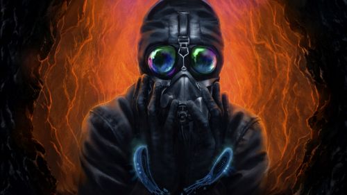 Man wearing a gas mask HD Wallpaper