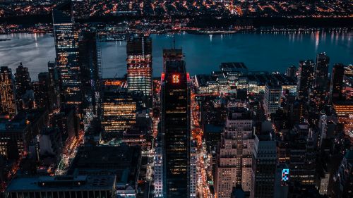 Night city skyscrapers HD Wallpaper