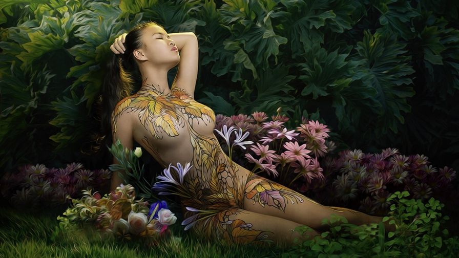 Oriental Body Art HD Wallpaper