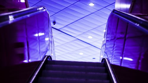 Purple light at the escalator HD Wallpaper