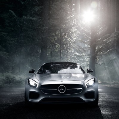 Silver Mercedes AMG front view HD Wallpaper