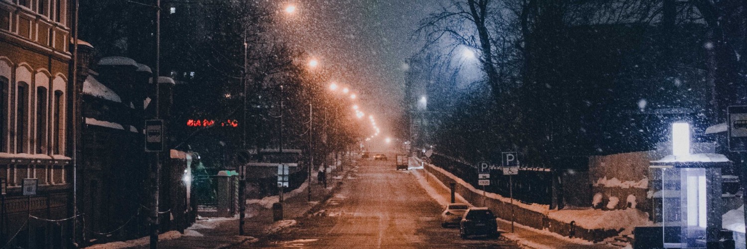 Snowfall at night HD Wallpaper