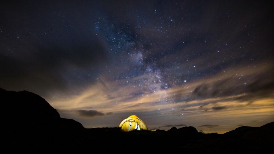 Tent under the stars HD Wallpaper