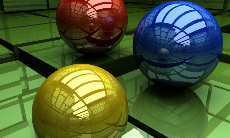 Three colored balls HD Wallpaper