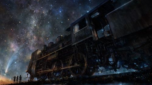 Train at night with a clear sky HD Wallpaper