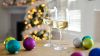 Two Champagne Glasses Near Baubles HD Wallpaper