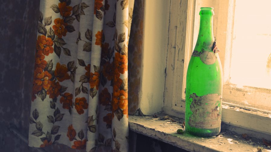 Vintage Bottle on a Window Sill Wallpaper for Desktop and Mobiles