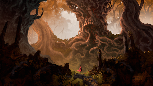 Warrior in a fantasy forest HD Wallpaper